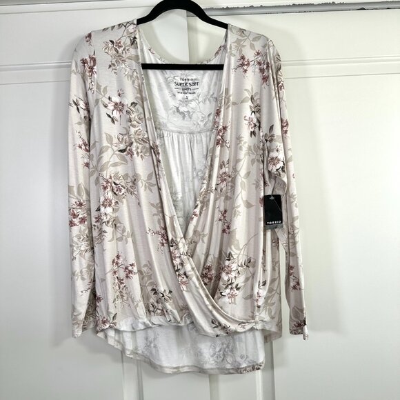 Torrid Super Soft Surplice Long Sleeve Stretch Victorian Floral Top - NEW - Picture 5 of 9